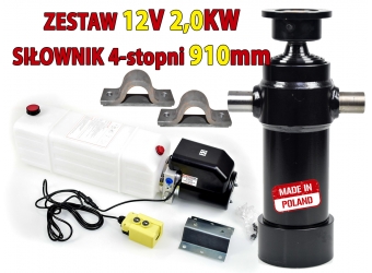 Zestaw wywrotki, agregat 12V + siłownik 910mm + mocowania 